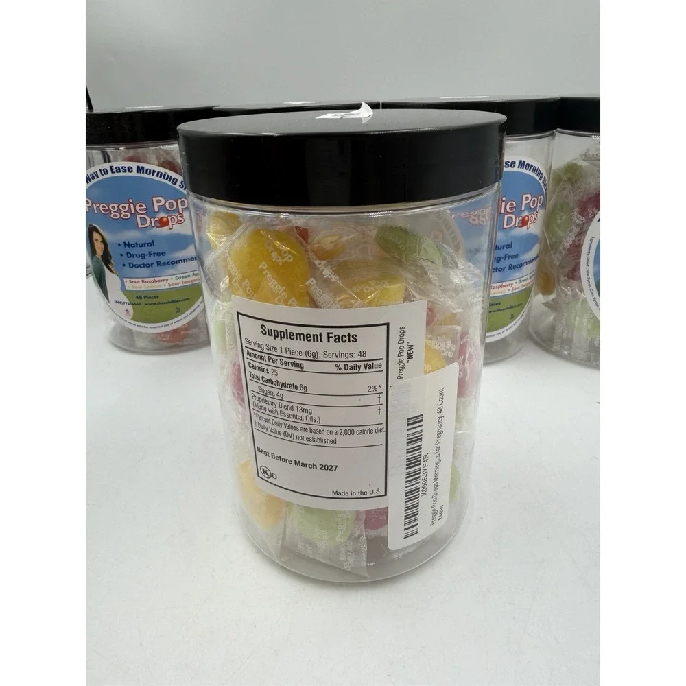 5 Preggie Pop Drops For Morning Sickness  Assorted Sour Flavors 48 Pc X5=240 CTs